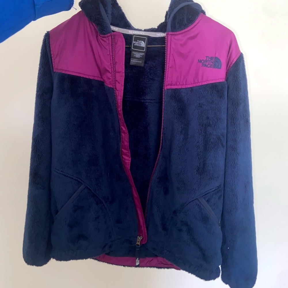 The North Face Navy and Purple Fleece Jacket Girls Size Large 14-16 - Picture 1 of 5